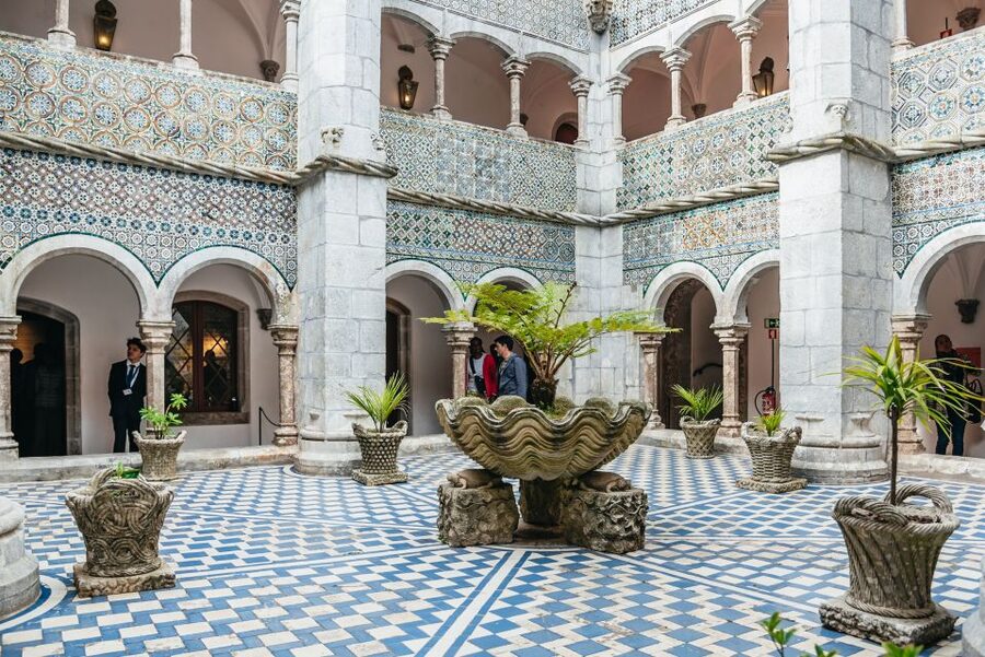 From Lisbon: Sintra Tour - Pena, Regaleira & Monserrate - National Palace of Sintra: Tiles and High Ceilings in Town