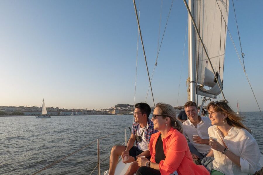 Lisbon: Daytime/Sunset/Night City Sailboat Tour with Drink - The 25 de Abril Bridge moment, plus the view that makes photos easy
