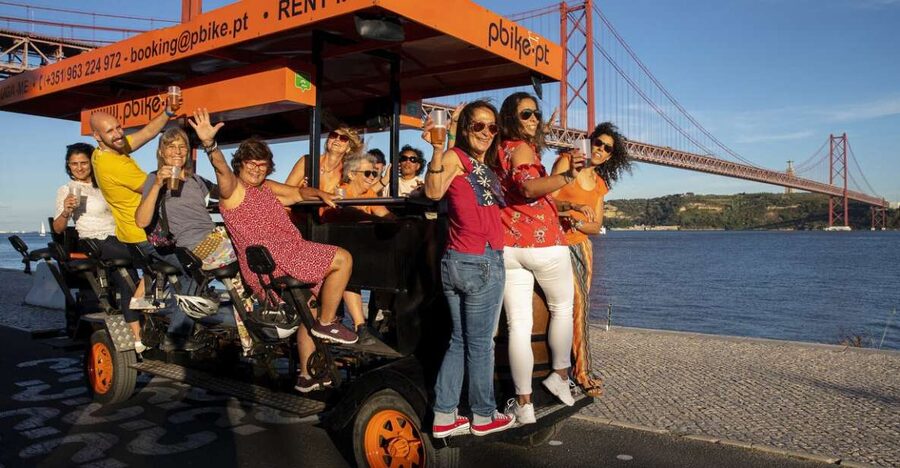 Lisbon: Fun Beer Bike by the Seafront - Key highlights you will feel right away