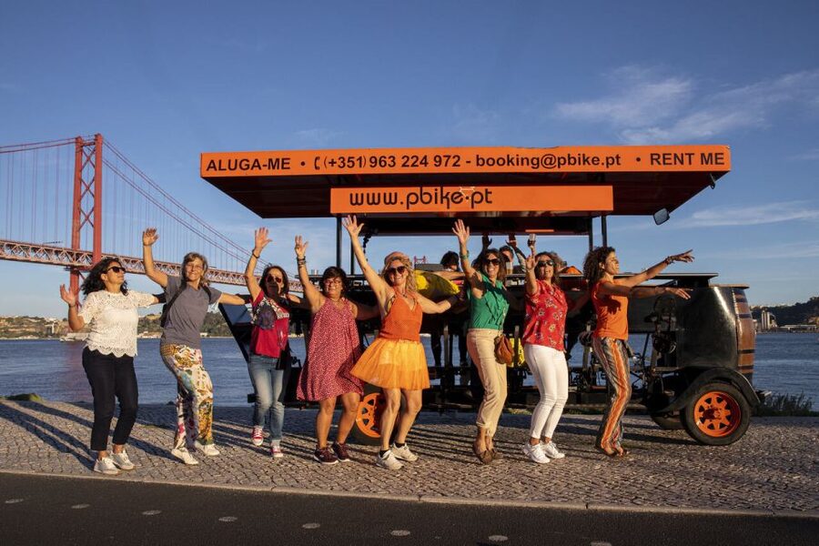Lisbon: Fun Beer Bike by the Seafront - Meeting at MOTAO and how the ride is managed for safety