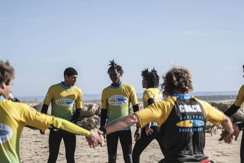 Lisbon: Surf Experience at Costa da Caparica - What happens on the sand: warm-up and core surf skills